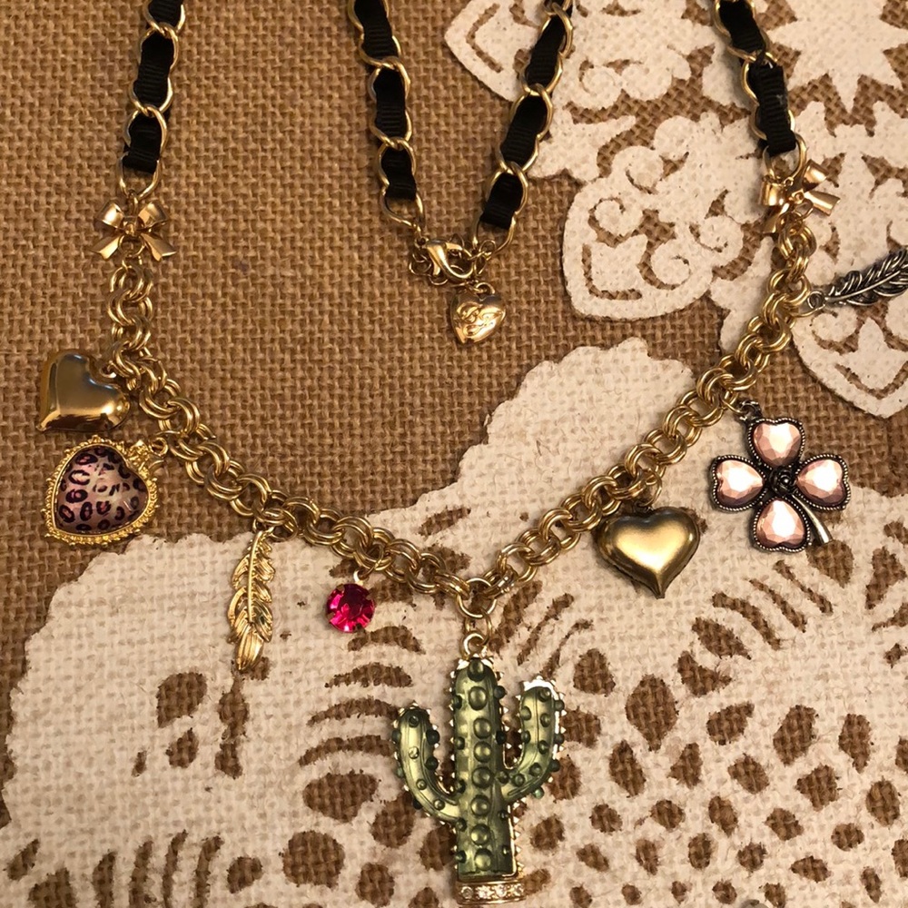 Auth Betsey Johnson Cactus Wild West Necklace
